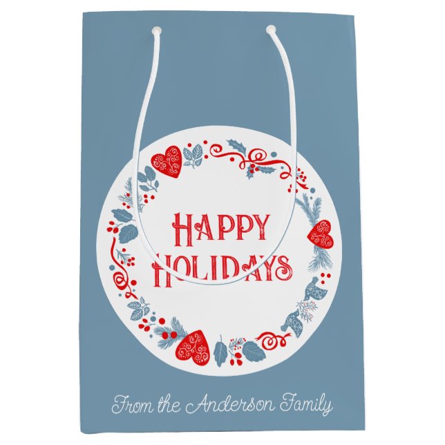 Kul festlig glad jul familjen namn blå (Framsidan)