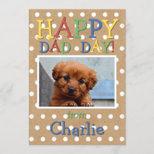 Kul Glad Fars Dag Önskar med Hund Foto Kort