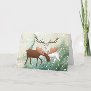 Kul Glad Julälg Gott Nytt Rådjur Helgkort