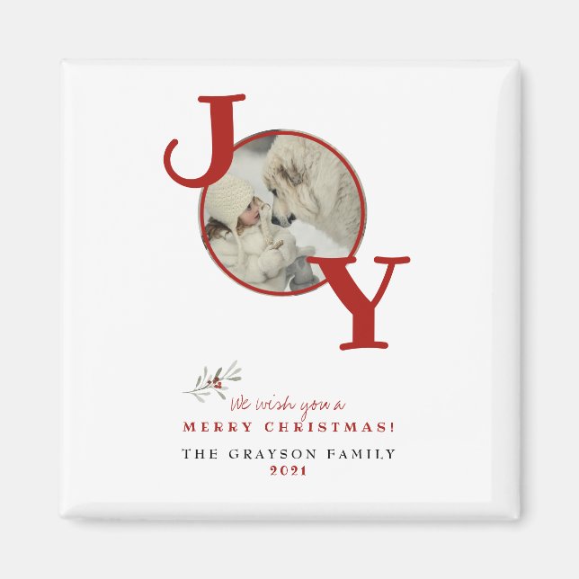 Kul God Jul Glädje Foto Julkort Magnet (Framsidan)