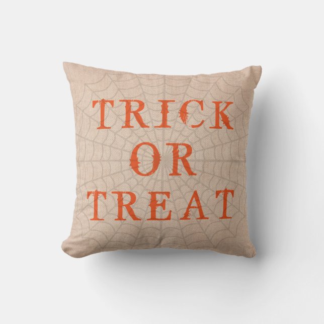 Kul Gott Halloween Bus eller Behandla med Spindeln Kudde (Framsida)
