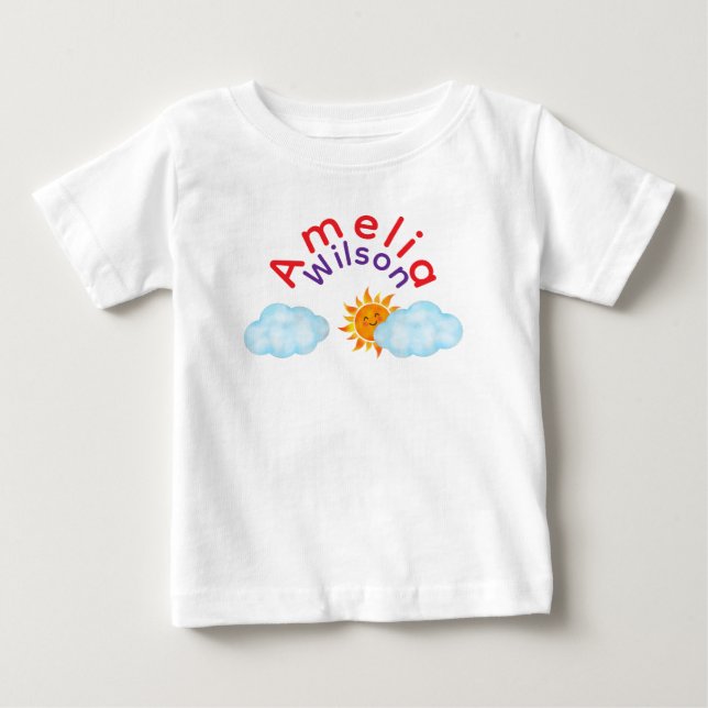 Kul i himlen regnbåge namn moln sol  t shirt (Framsida)