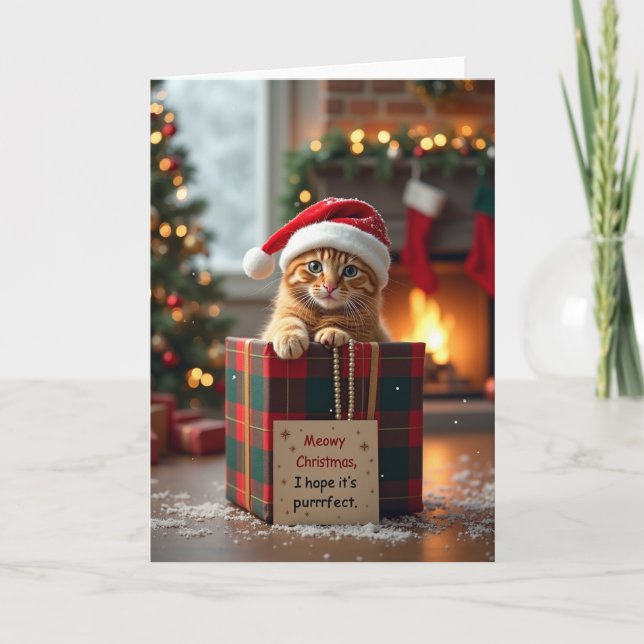 Kul Kisse God Jul Purrfekt Kort (Framsida)