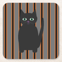 Kul och fin Halloween svarta katter Underlägg Papper Kvadrat