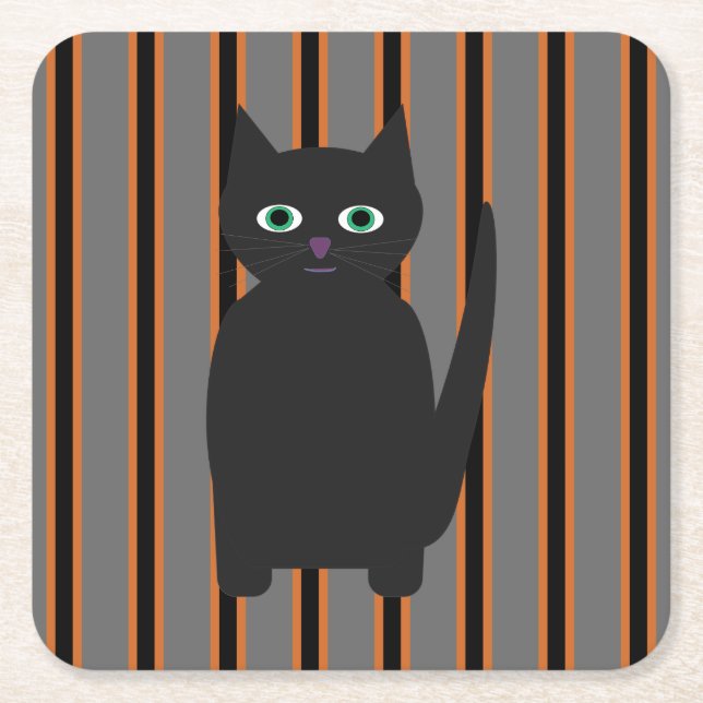 Kul och fin Halloween svarta katter Underlägg Papper Kvadrat (Framsidan)