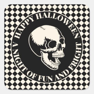 Kul och rädsla Skalle God Halloween Fyrkantigt Klistermärke