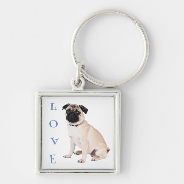 Kul Puggle Hund Nyckelring (Framsidan)