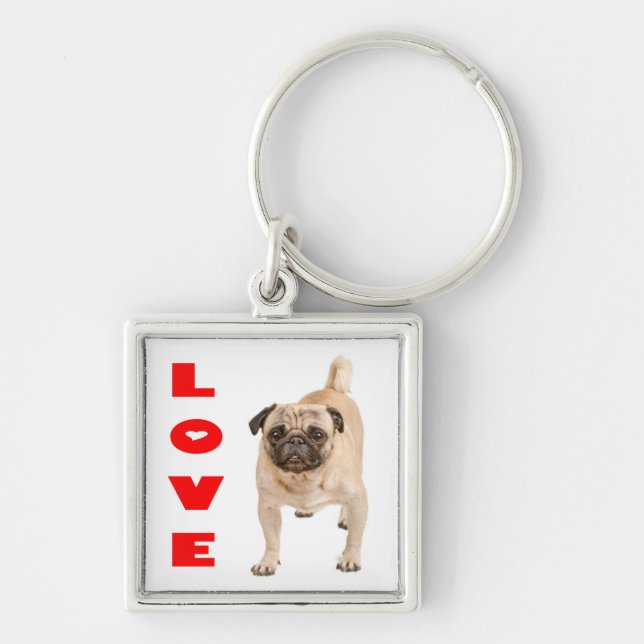 Kul Puggle Hund Nyckelring (Framsidan)