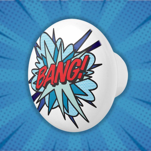 KUL Retro Serietidning Popkonst Knopp (BANG Fun Cool Retro Comic Book Pop Art Ceramic Knob)