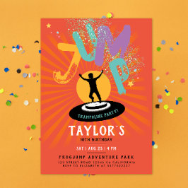 Kul Rolig Färgglad Trampolin Hopp Studs Fest Inbjudningar