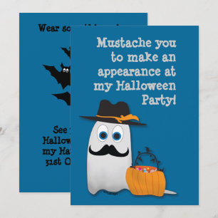 Kul rolig Halloween-mustasch du Spöke Inbjudan