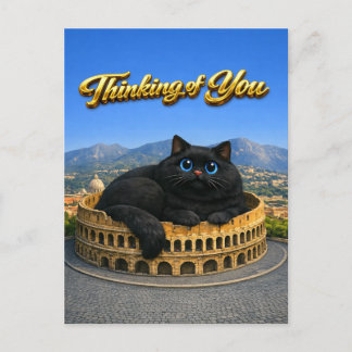 Kul Stor Svart Katt Romerska Colosseum Tänker På D Vykort