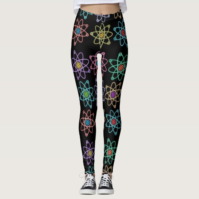 Kul vetenskaplig design med atomstruktur leggings (Framsida)