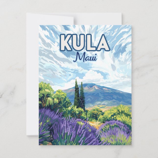 Kula Maui Haleakala Hawaii Lavender Retro Card (Framsida)