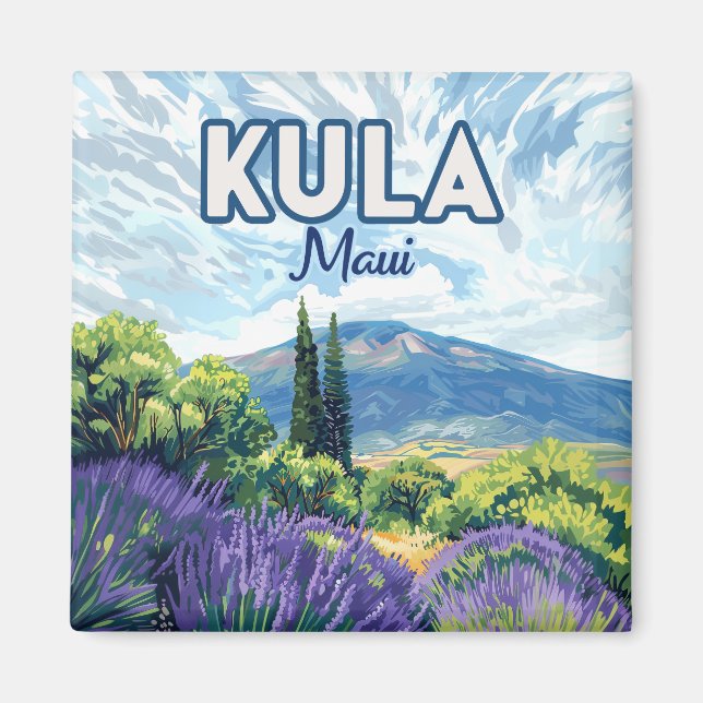 Kula Maui Haleakala Hawaii Lavender Retro Magnet (Framsidan)