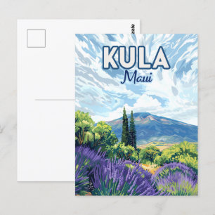Kula Maui Haleakala Hawaii Lavender Retro Vykort