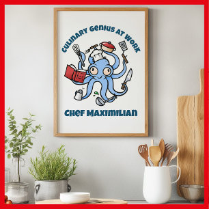 Kulinargenus på arbetsplatsen Cute Tecknad Chef Oc Poster