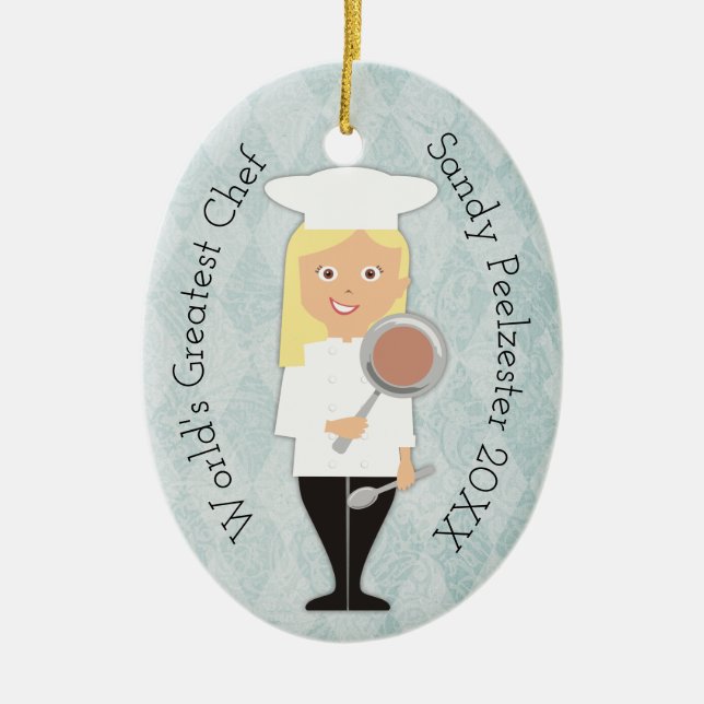Kulinarisk akademiker blond prydnad för julgransprydnad keramik (Framsidan)