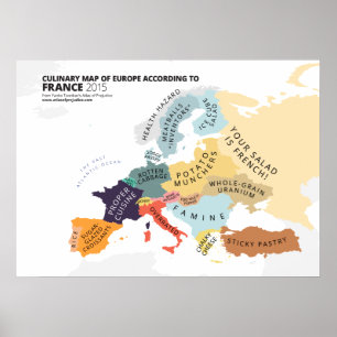 Kulinarisk karta av Europa enligt frankriken Poster