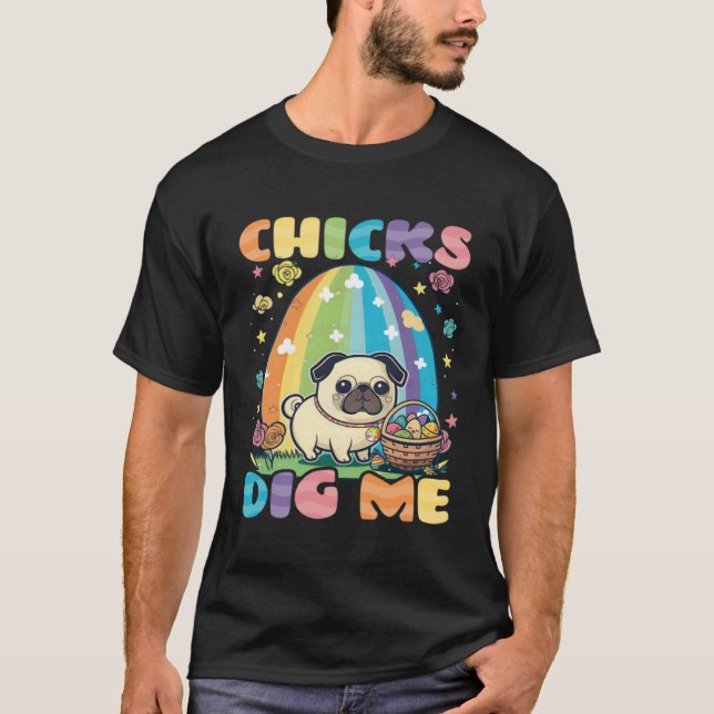 Kullar Gillar Mig Pug Kristet Påsk T Shirt (Framsida)