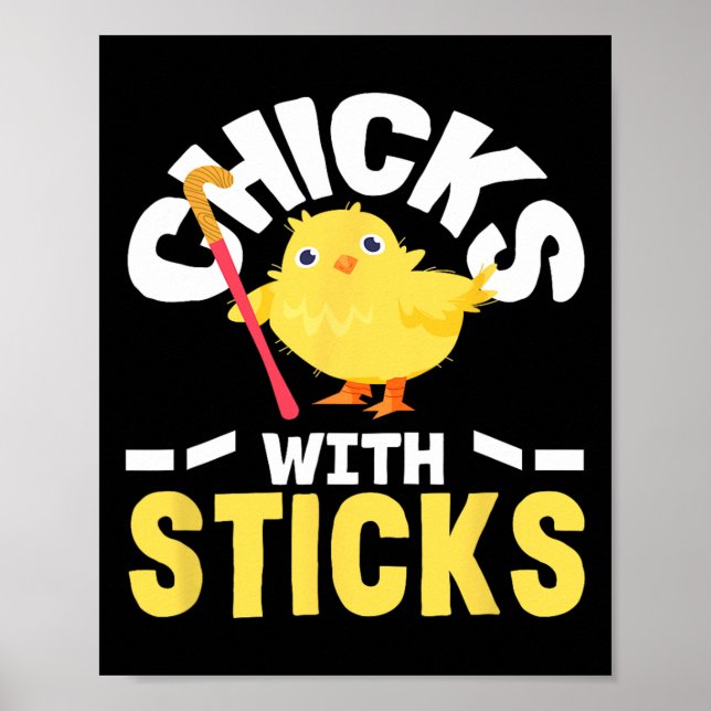 Kullar Med Stickor Landhockeyspelare Kul  Poster (Framsidan)