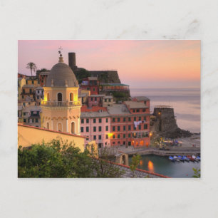 Kullebyggd ort Vernazza på kvällen, Cinque Vykort