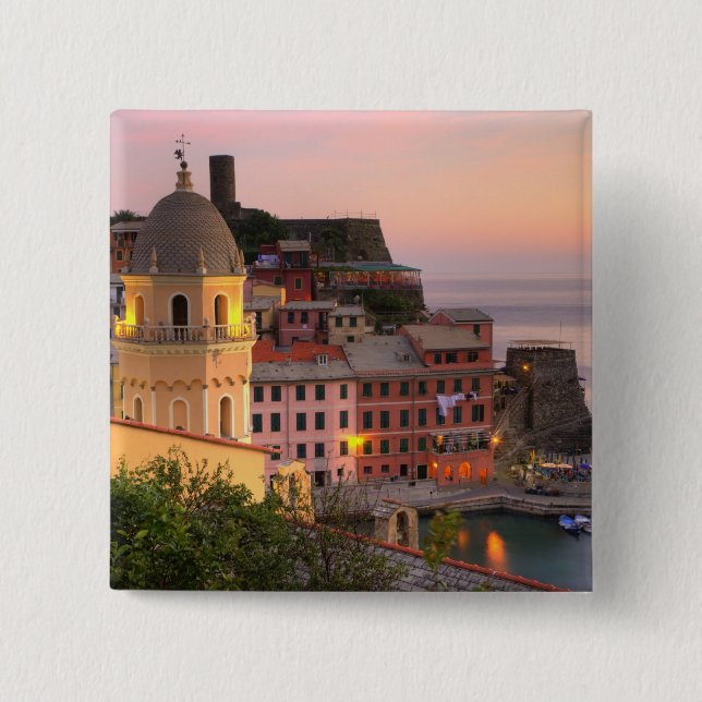 Kullebyggd stad Vernazza på kvällen, Cinque Knapp (Framsida)