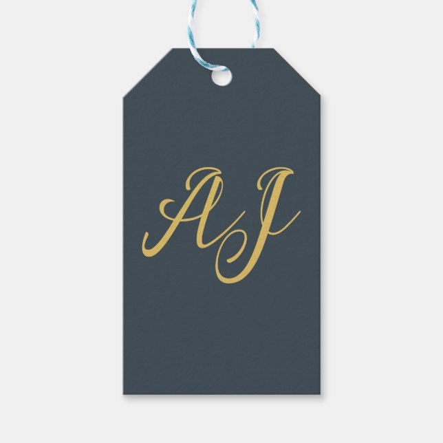 Kullguld Färg Monogram Professionell Initial Presentetikett (Framsidan)