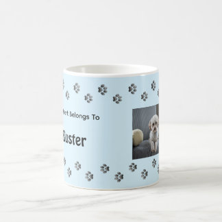 Kulltryck Ljusblå Hund Foto Anpassat Namn Kaffemugg