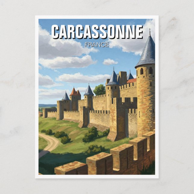 Kulor av Carcassonne Frankrike Travel Vykort (Framsida)