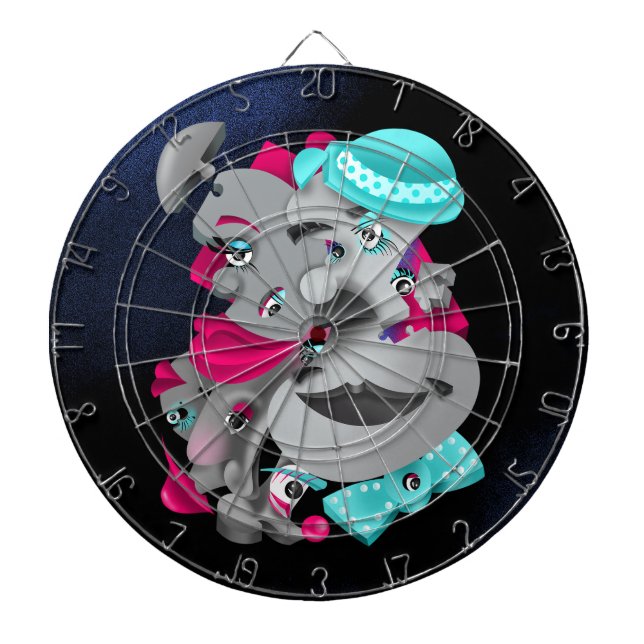 Kulor och Delara - Surreal Puzzle Ansikte Dartboar Darttavla (Framsidan)