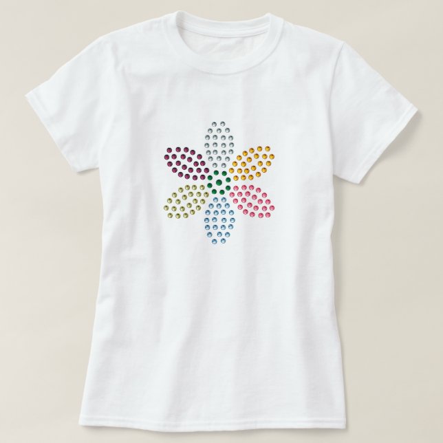 Kulör skjorta för Rhinestoneblommautslagsplats Tee (Design framsida)