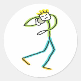 Kulstötning Stickman Runt Klistermärke