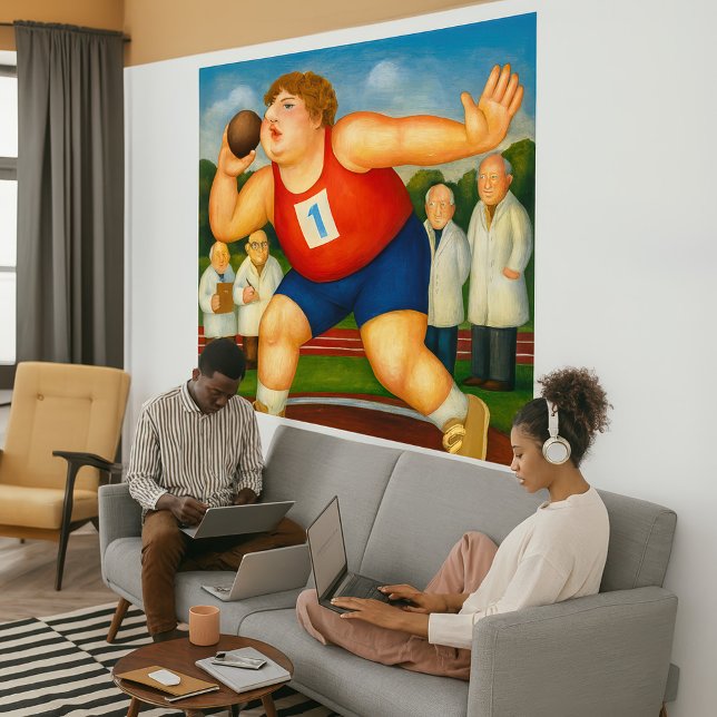 Kulstötning - Stor Inrullad Canvas Konsttryck (Shotput - Large Wrapped Canvas Art Print)
