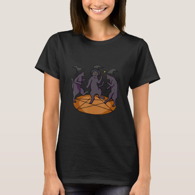 Kult Katt Dansande Magi Hatt Trollstav Hatt T Shirt (Framsida)