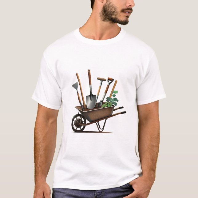 Kultur av drömmar: Rustic Wheelbarrow T-Shirt Col (Framsida)