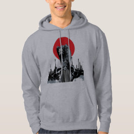 Kultur vid Vintage bil med Röda Sol Hoodie
