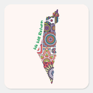 Kulturarv Karta i Palestina Fyrkantigt Klistermärke