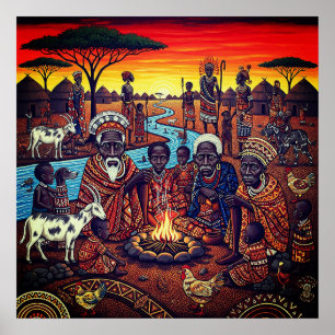 Kulturell folkkonst av ett afrikanskt kulturarvssc poster