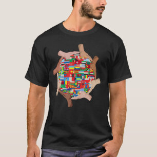Kulturell mångfald Världs flaggor Olika nationalie T Shirt