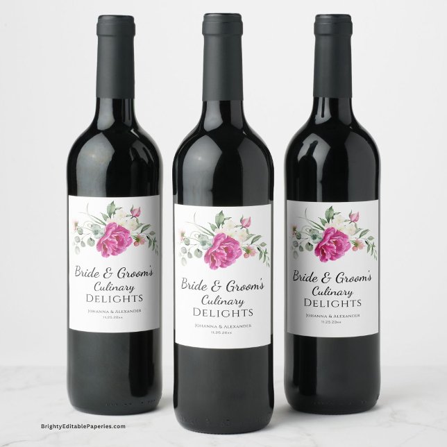 Kulturlyst i Bride & Groom Vinflaska Etikett (Uncork Love: Bride & Groom's Culinary Delights Wine Label – Elevate your celebration sip by sip)