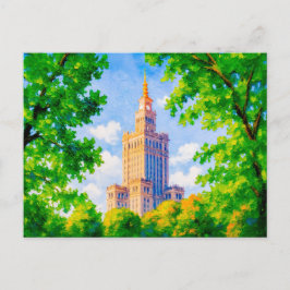 Kulturpalatset Warszawa - oljemålning med blad Helg Vykort