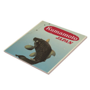 Kumamoto Japan vintage stil reseaffisch Kakelplatta