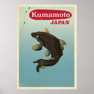 Kumamoto Japan vintage stil reseaffisch Poster