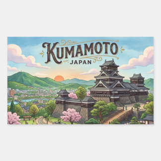 Kumamoto vykort rektangulärt klistermärke