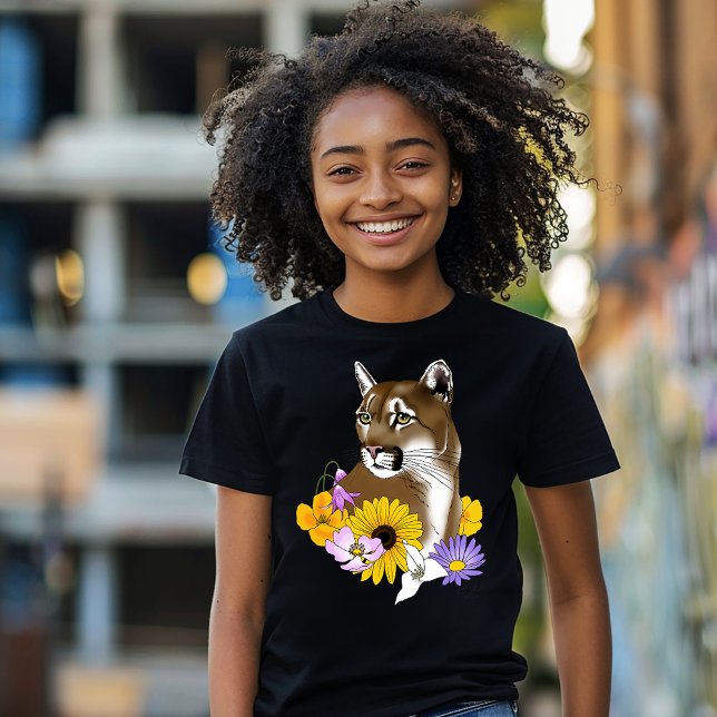 Kumarbergen Lejona Puma Flowers T Shirt (Skapare uppladdad)