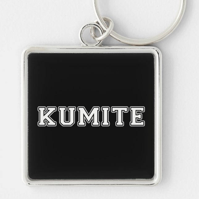 Kumite Fyrkantig Silverfärgad Nyckelring (Framsidan)
