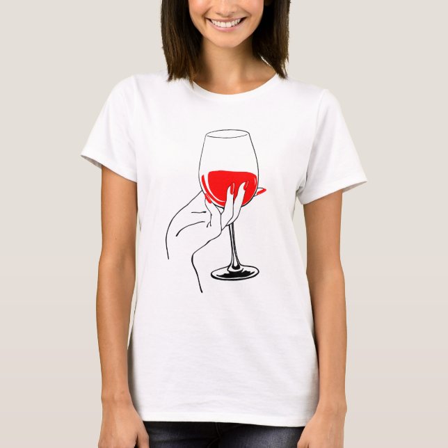 Kummanhandhållare av glas av vin t shirt (Framsida)