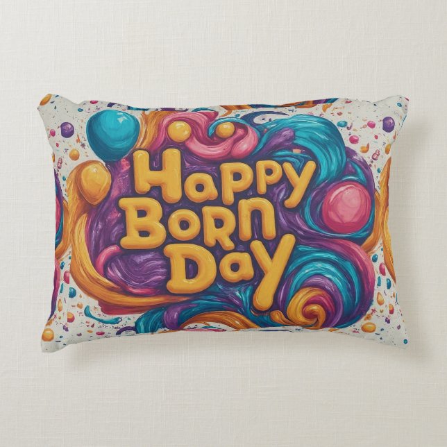 Kummel för lycklig-börden prydnadskudde (Framsidan)