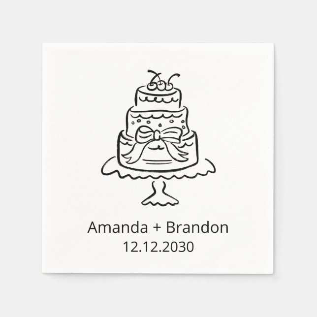 Kummel hand plockade Bröllop Pappersservett (Framsidan)